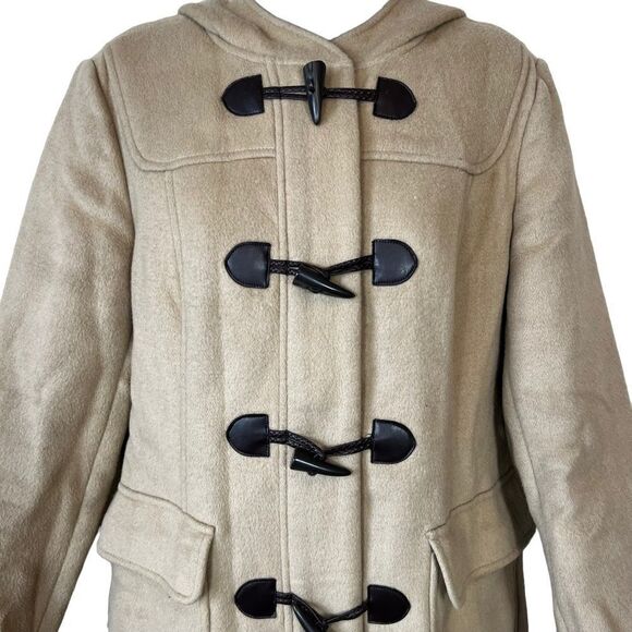 Ann Taylor Loft Camel Wool Toggle Coat with Hood - Picture 2 of 16